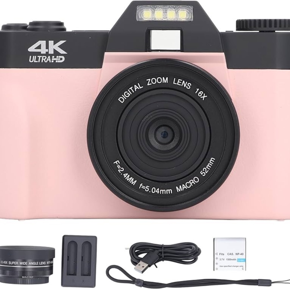 4K Ultra HD Pink Digital Camera